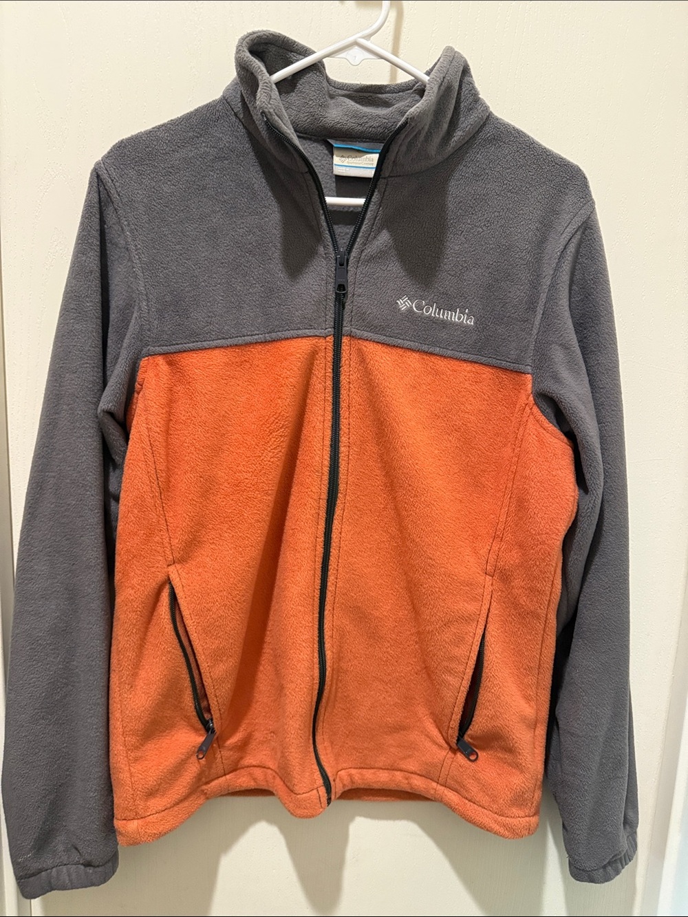 Columbia Two-Tone Full-Zip Fleece Jacket in Gray and Orange